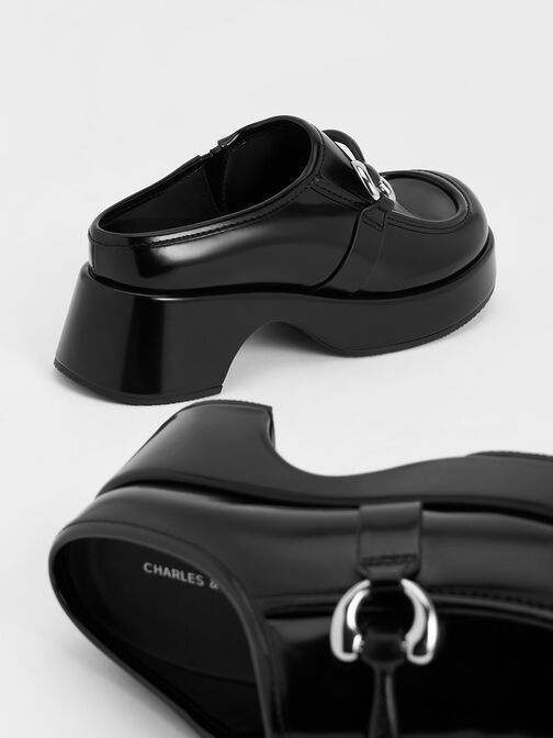 Sepatu Platform Mules Metallic Accent, Black Box, hi-res