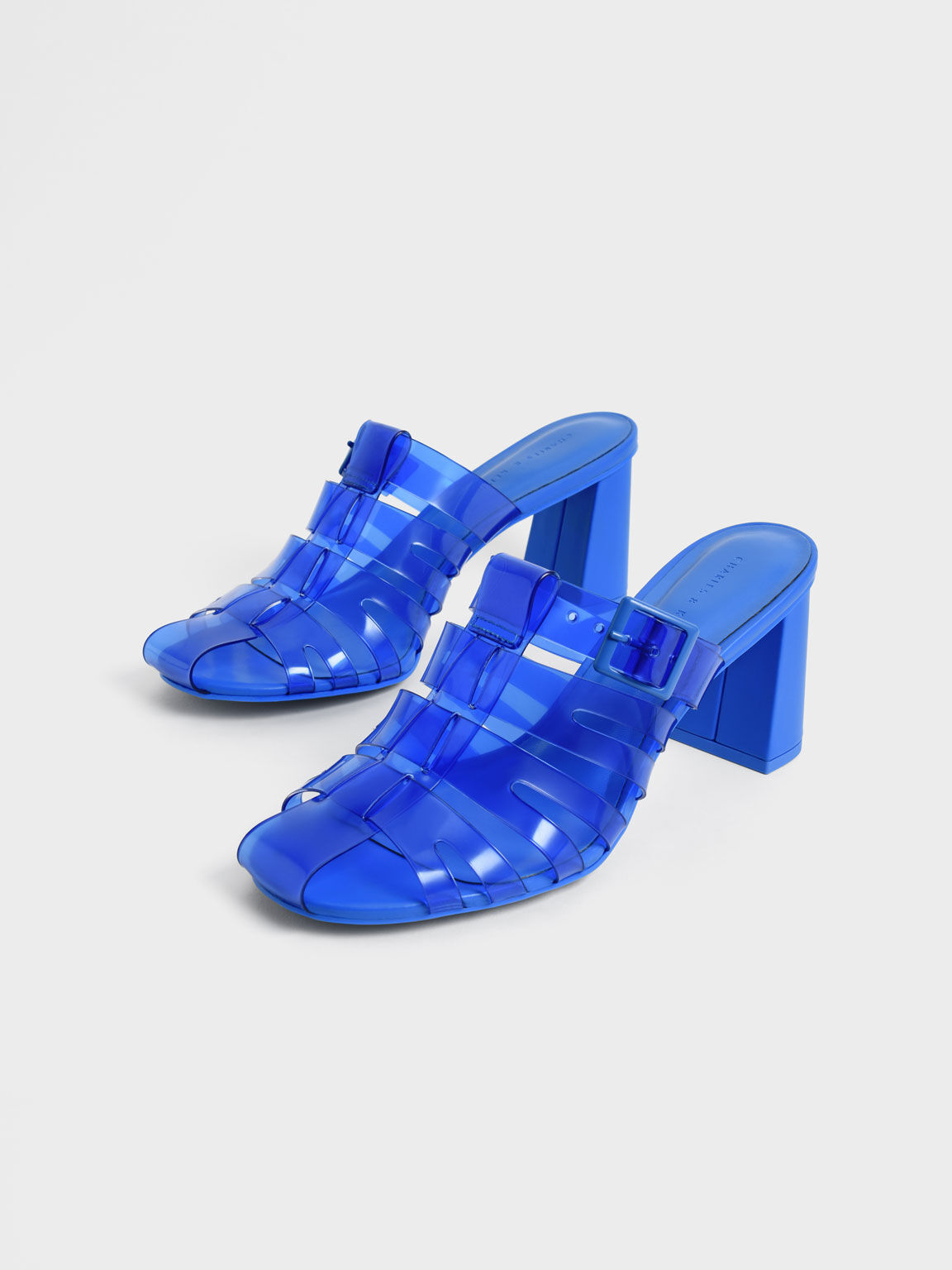 Sandal Mules Madison See-Through Caged, Blue, hi-res