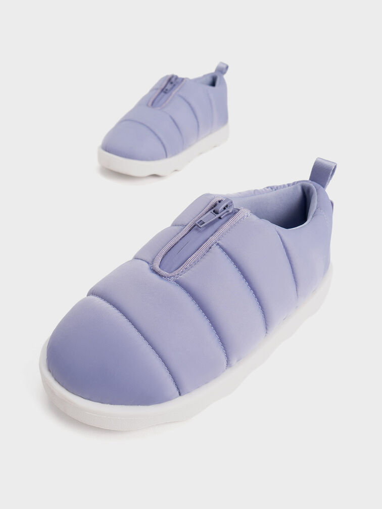 Sepatu Loafers Girls' Puffy Nylon Panelled, Lilac, hi-res