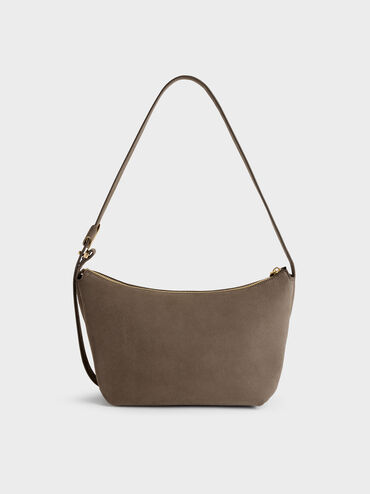 Tas Hobo Duo Chain Front Pocket Quilted, Stone Grey, hi-res