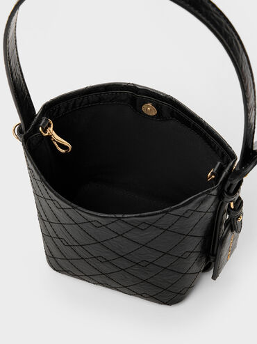 Tas Bucket Chain Quilted Duo, Black, hi-res