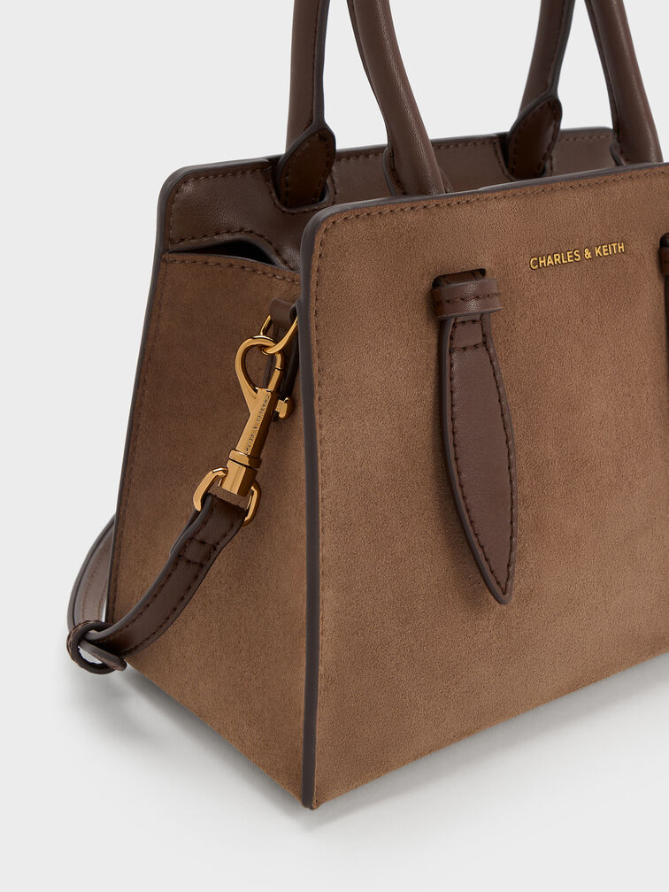 Tas Tote Trapeze Structured Allyn Recycled Suede, Mocha Brown, hi-res