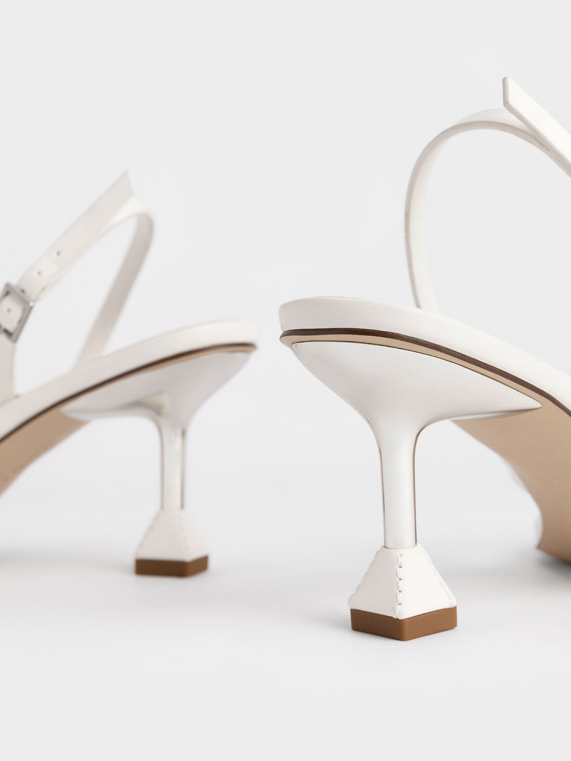 Sandal Sculptural Heel Thong, White, hi-res