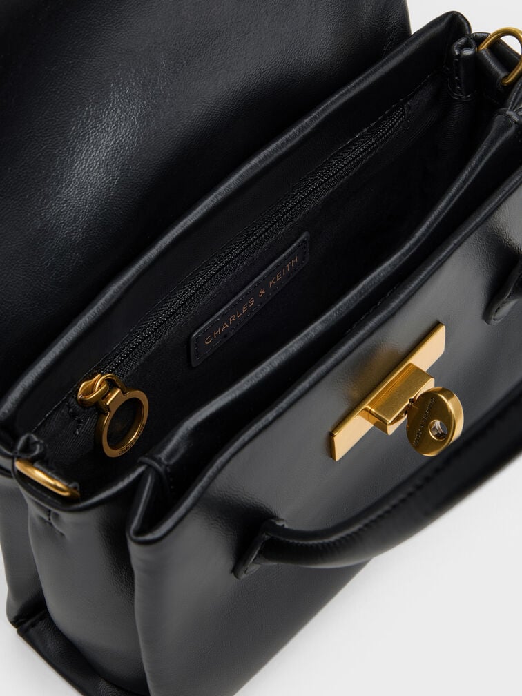 Mini Kerry Turn-Lock Tote Bag, Black, hi-res