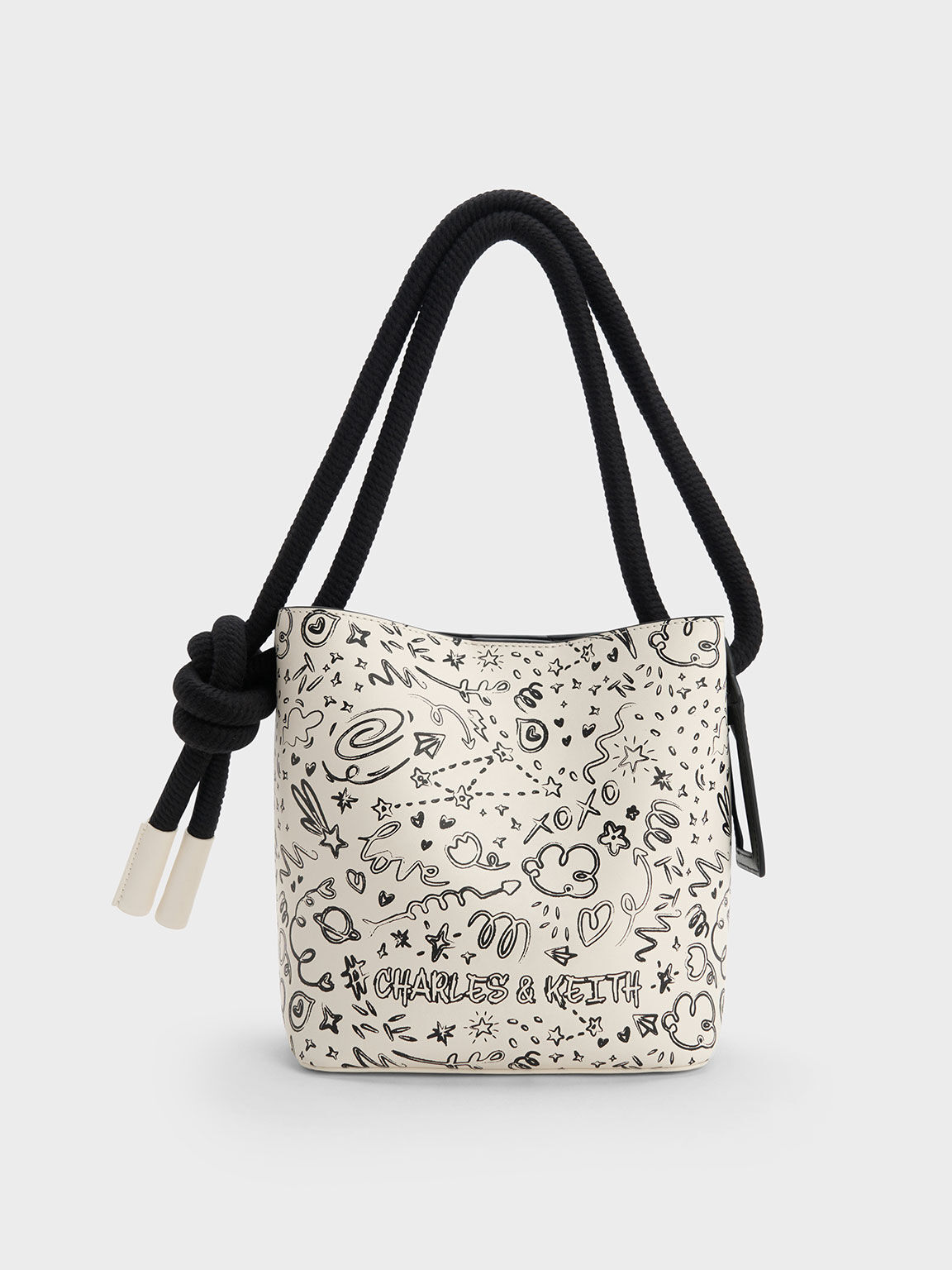 Tas Bucket Gwiana Knotted Printed, Cream, hi-res