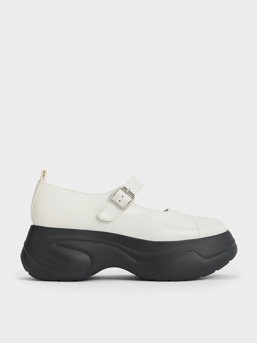 Sepatu Mary Janes Curved Platform, Chalk, hi-res