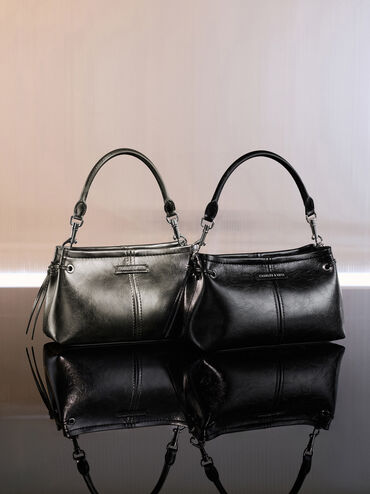 Tas Top Handle Noane Metallic, Pewter, hi-res