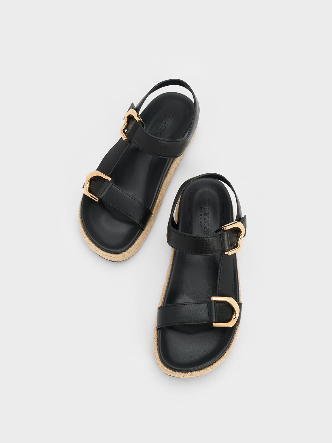 Gabine Leather Espadrille Sandals, Black, hi-res
