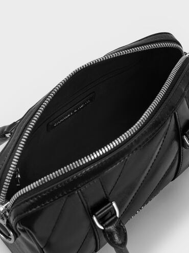 Tas Bowling Chain-Handle Panelled Philomena, Noir, hi-res
