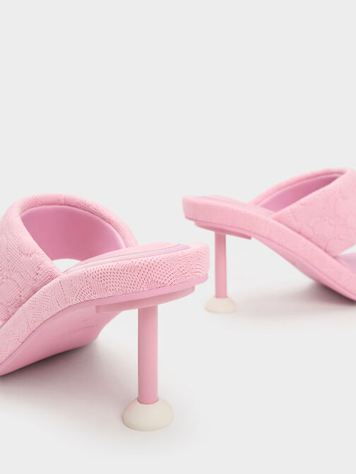 Noemi Knitted Spool Heel Sandals, Pink, hi-res