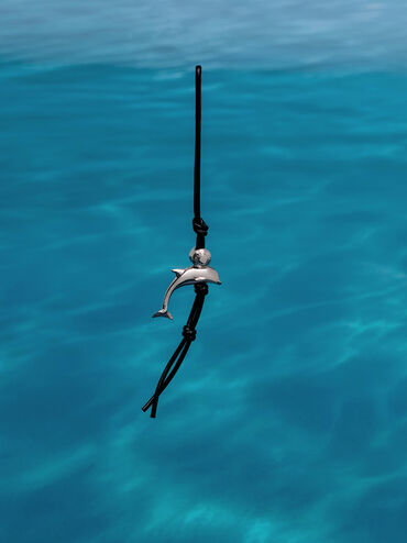 Delfina Dolphin Rope-Knot Charm, Noir, hi-res