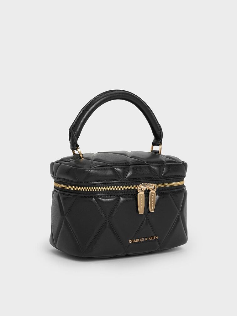 Tas Vanity Top Handle Quilted Arwen, Black, hi-res