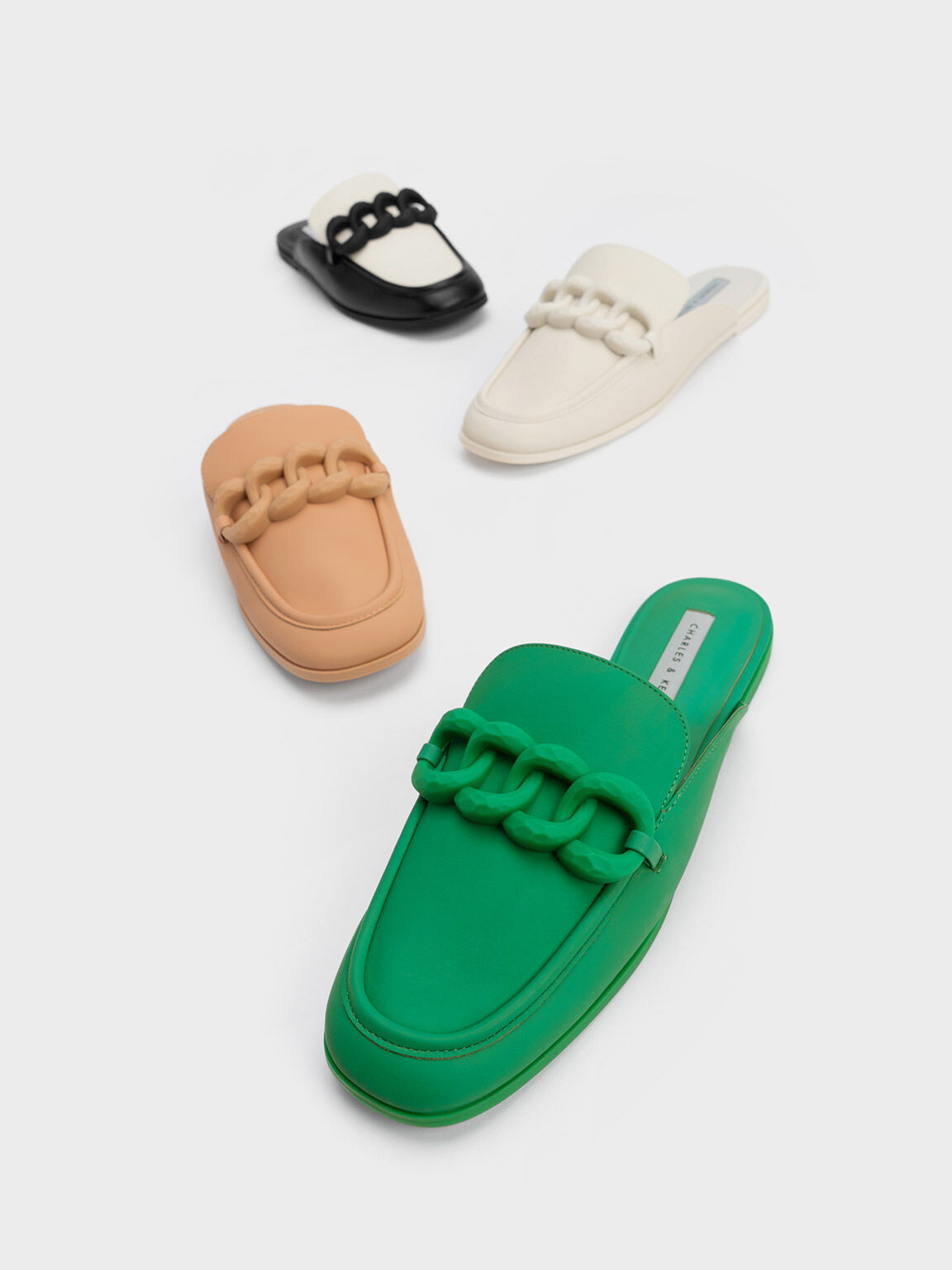 Sepatu Flats Loafer Chunky, Green, hi-res