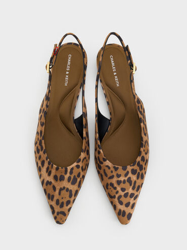 Emelia Leopard-Print Slingback Flats, Animal Print Natural, hi-res