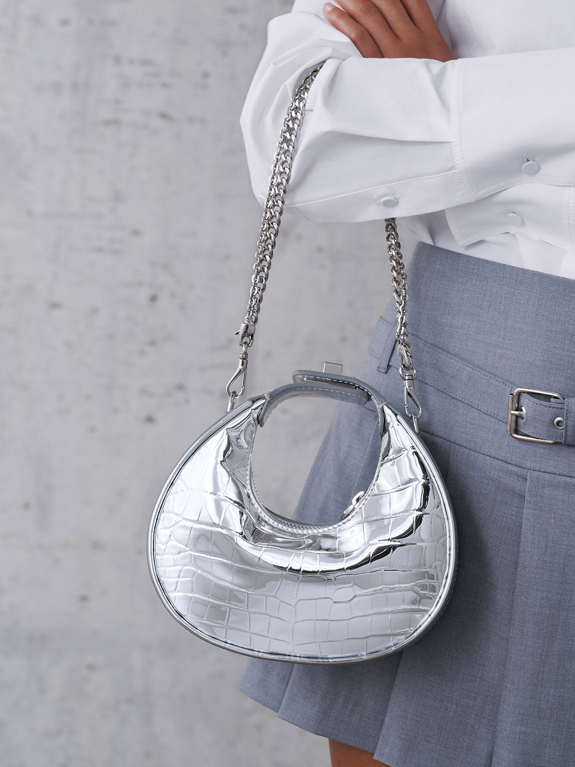 Round best sale silver bag