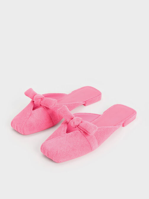 Sepatu Mules Knotted Loey Textured, Pink, hi-res