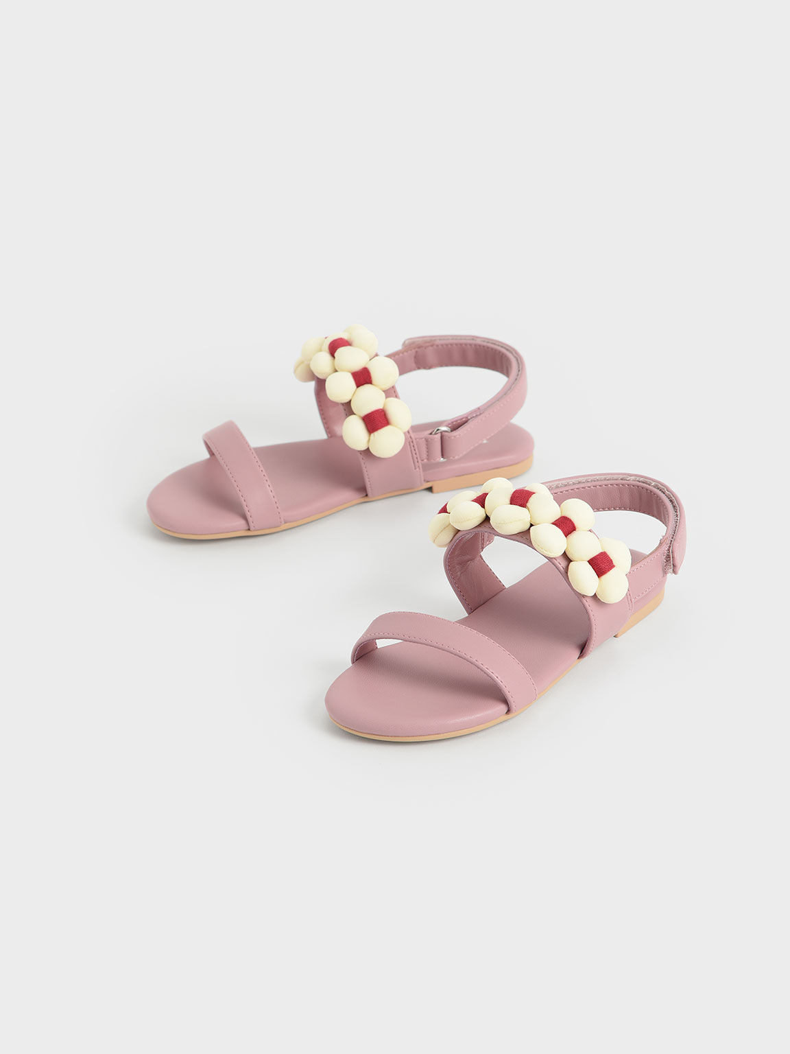 Girls' Pom Pom Sandals, Pink, hi-res