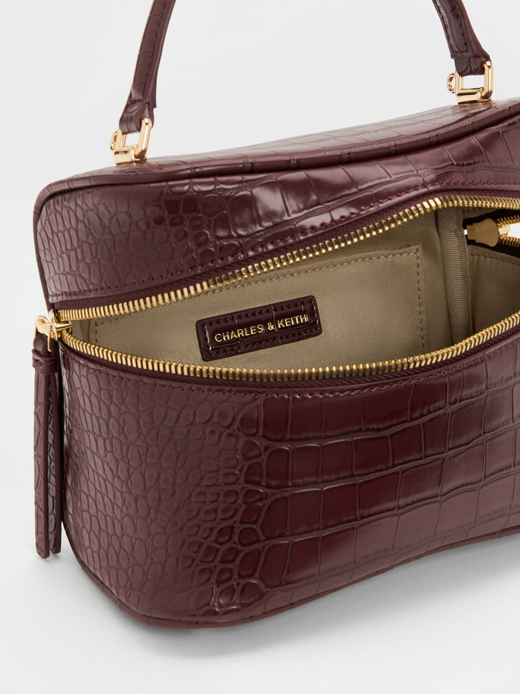 Tas Vanity Croc-Effect Pansy, Wineberry Red, hi-res
