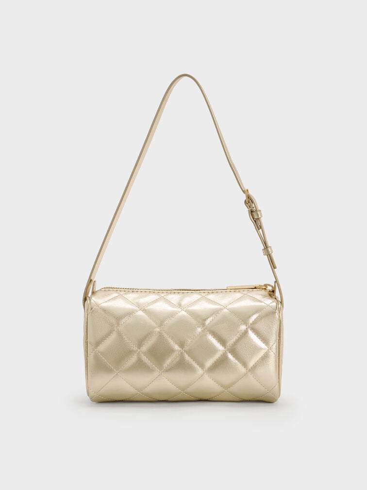 Tas Bahu Quilted Janie Metallic, Champagne, hi-res