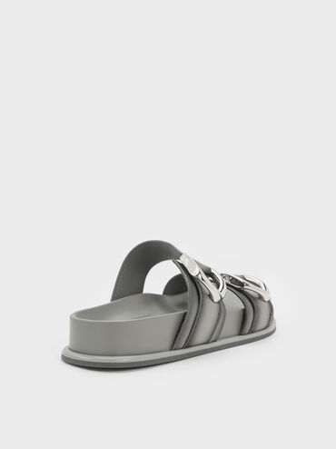 Sandal Gabine Buckled Ombre Leather, Light Grey, hi-res