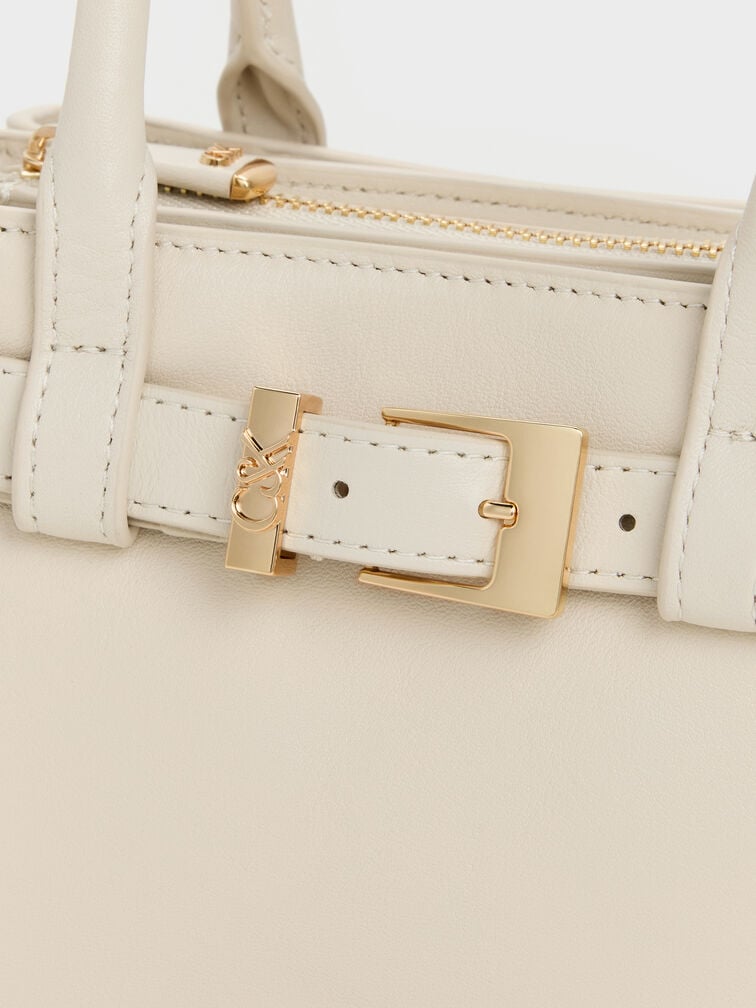 Tas Tote Belted Jody Leather, Chalk, hi-res