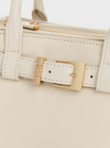 Tas Tote Belted Jody Leather, Chalk, hi-res