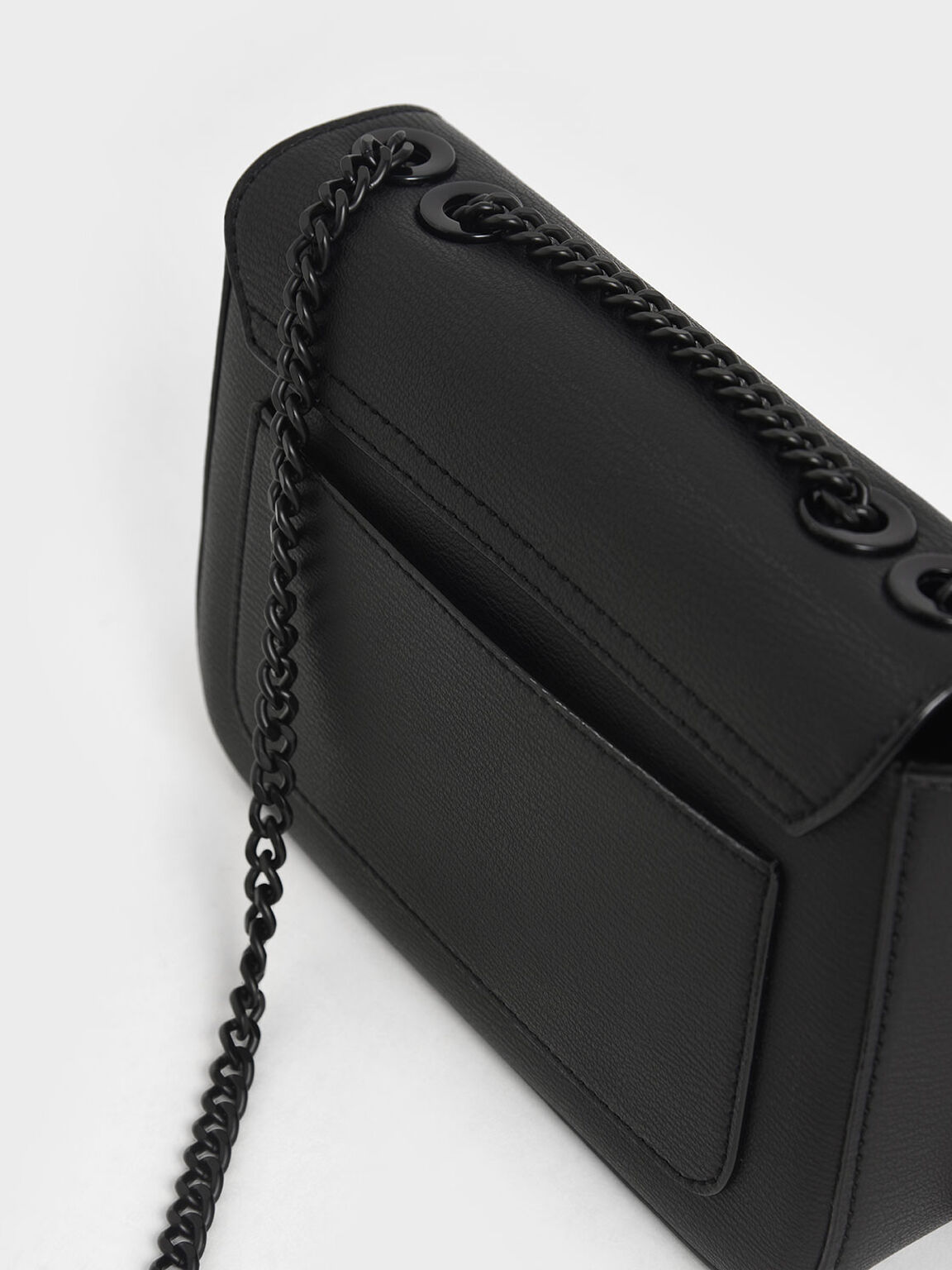 Double Chain Link Crossbody Bag, Ultra-Matte Black, hi-res