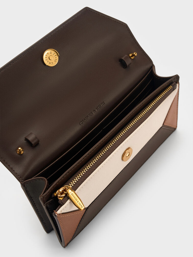 Dompet Panjang Geometris Colourblock Nasrin, Multi Brown, hi-res