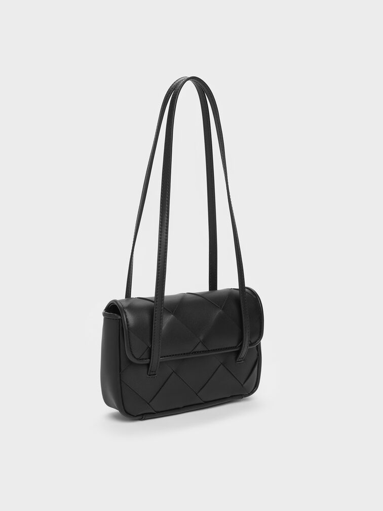 Tas Bahu Meribel Woven, Black, hi-res