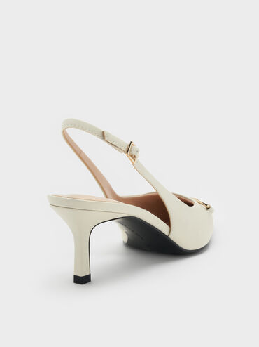 Sepatu Slingback Pumps Metallic-Accent Leslie, Chalk, hi-res