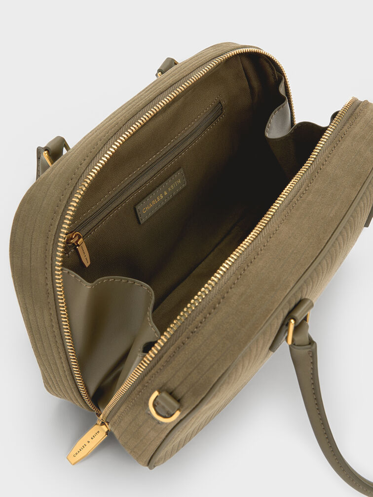 Sianna Corduroy Bowling Bag, Deep Olive, hi-res