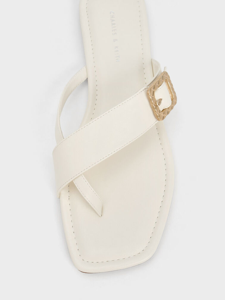 Sandal Thong Quilted Buckle, Chalk, hi-res