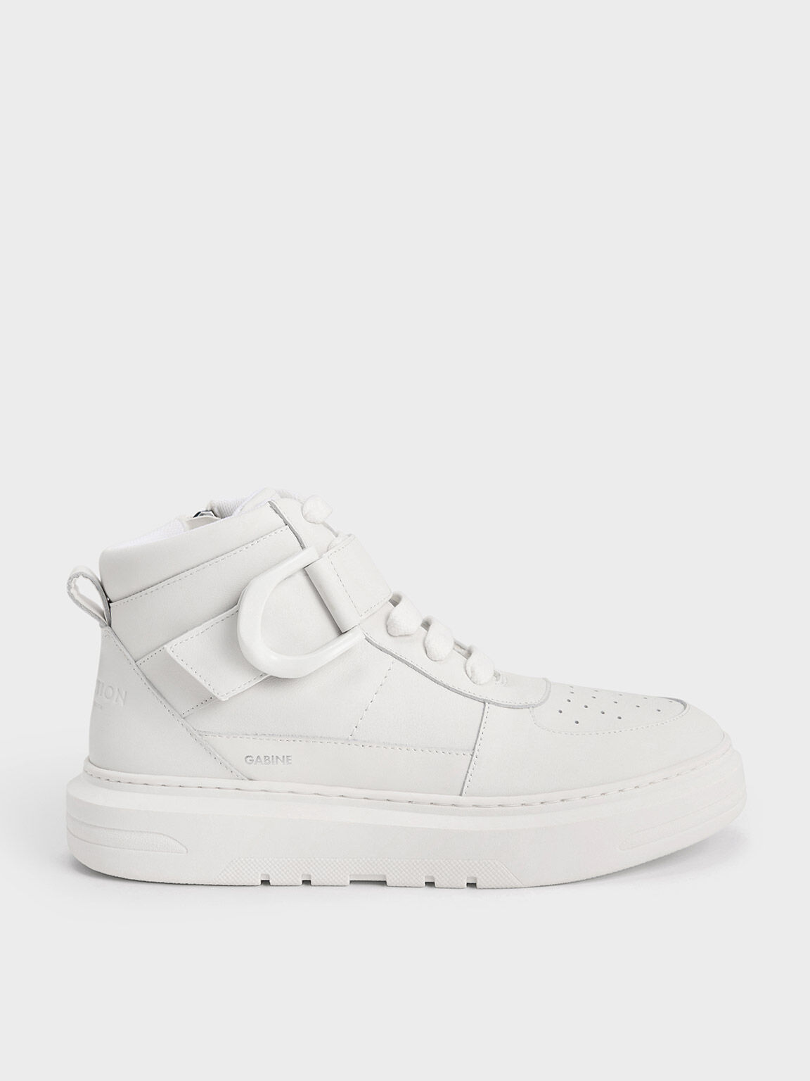 Sepatu Sneakers Leather Low-Top Gabine, White, hi-res
