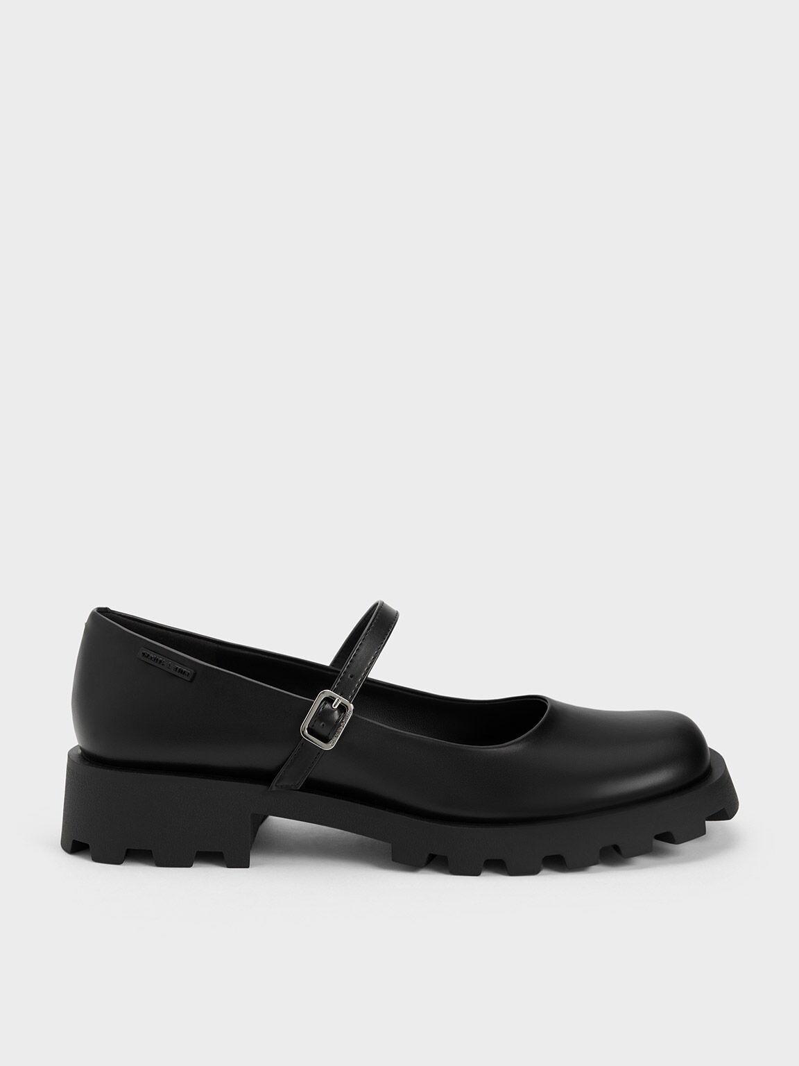 Sepatu Mary Janes Rounded Square-Toe, Black, hi-res