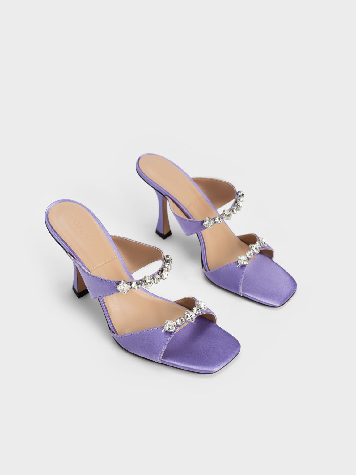 Sandal Heeled Metallic Gem-Encrusted, Purple, hi-res