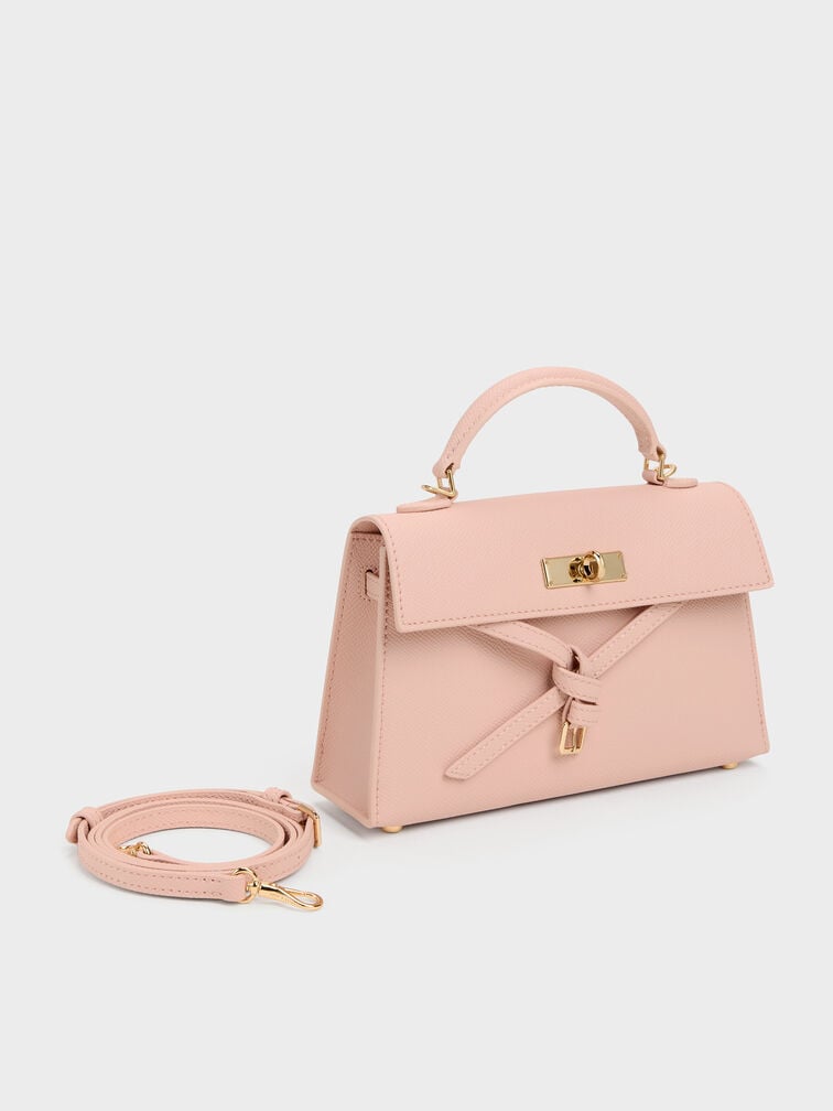 Tas Top Handle Knotted-Belt Tricha, Pink, hi-res