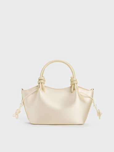 Sammie Pearl-Butterfly Knotted-Handle Wavy Tote Bag, Butter, hi-res