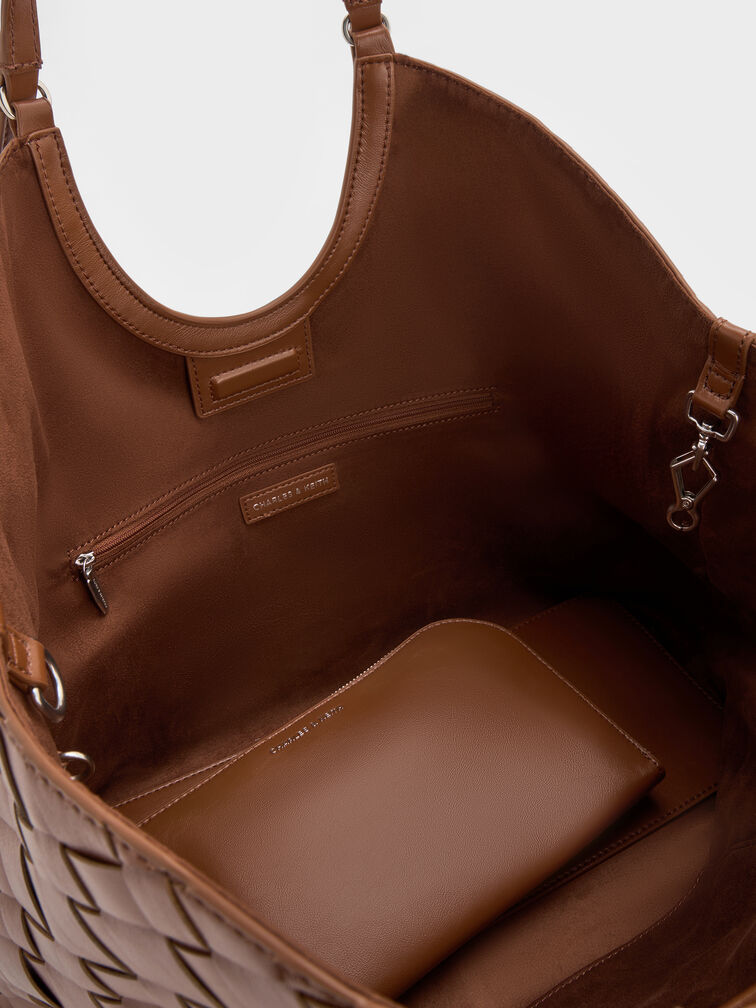 Tote Bag Woven Ivette, Chocolate, hi-res