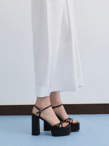 Sandal Platform Ankle-Strap Georgina, Black Box, hi-res