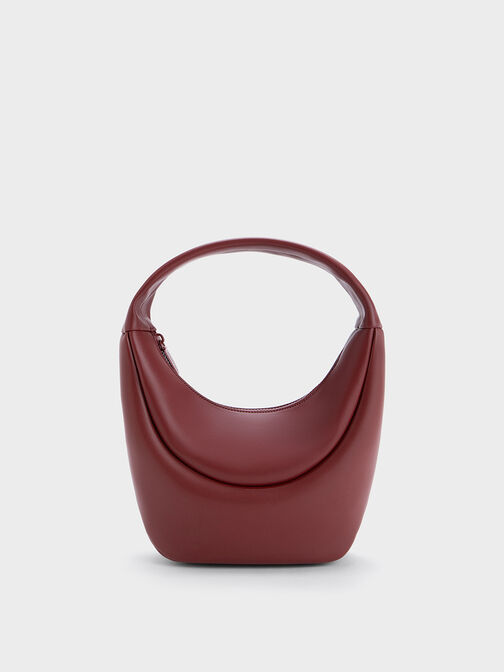 Elongated Curved Hobo Bag, Red, hi-res
