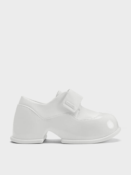 Sepatu Loafers Pixie Patent Platform, White, hi-res