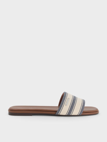 Sandal Selip Square-Toe Striped, Dark Blue, hi-res
