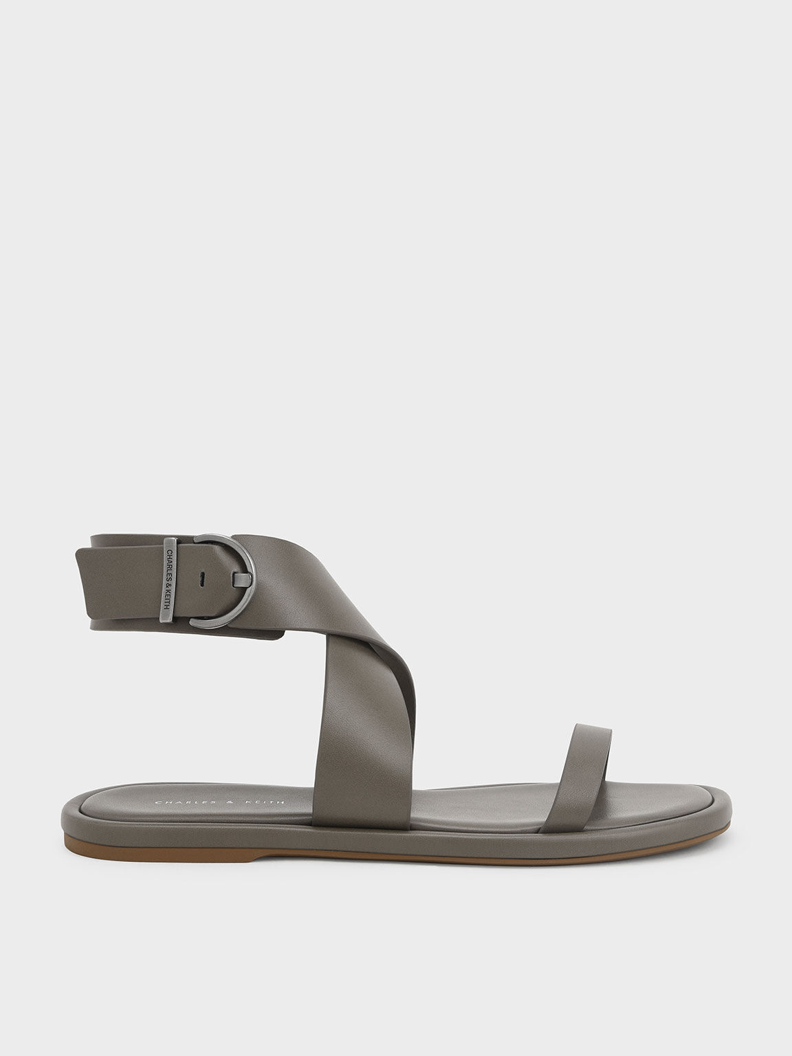 Olive Sandal Flat Thick Ankle Strap 