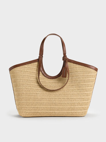 Tas Tote Woven Ivette Raffia, Multi, hi-res