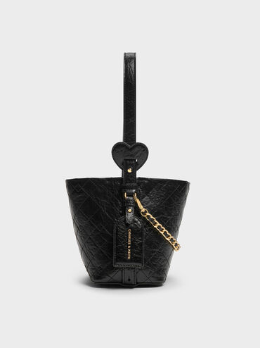 Tas Bucket Chain Quilted Duo, Black, hi-res