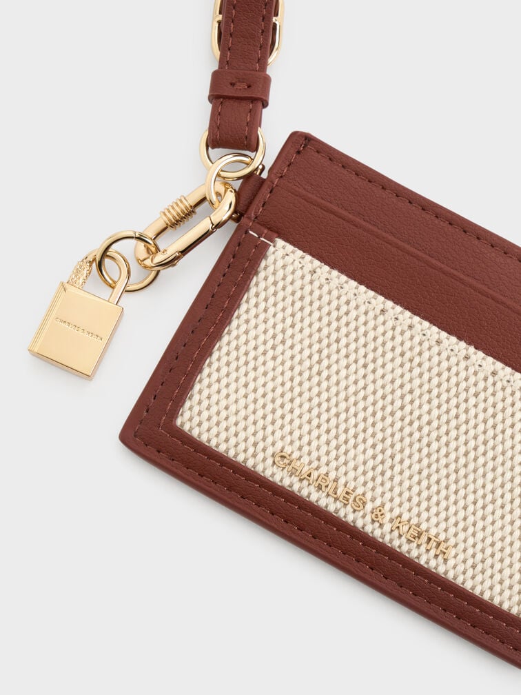 Card Holder Scottie Recycled Leather & Canvas, Brick, hi-res