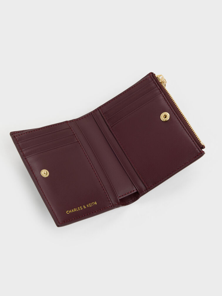 Dompet Top-Zip Textured Apolline, Wineberry Red, hi-res
