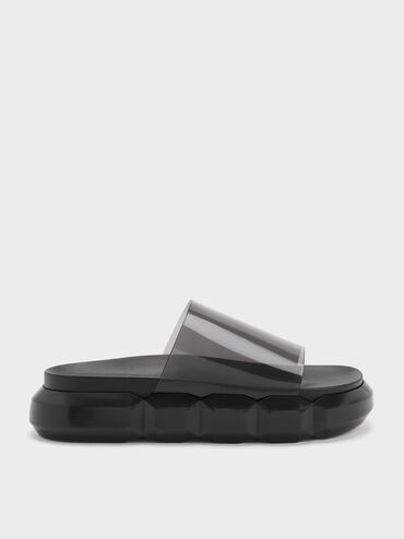 Sandal Slide See-Through Fia, Black, hi-res