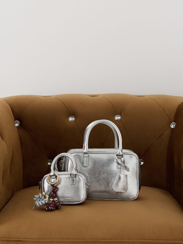 Gantungan Tas Bowling-Bag Sianna Metallic, Silver, hi-res