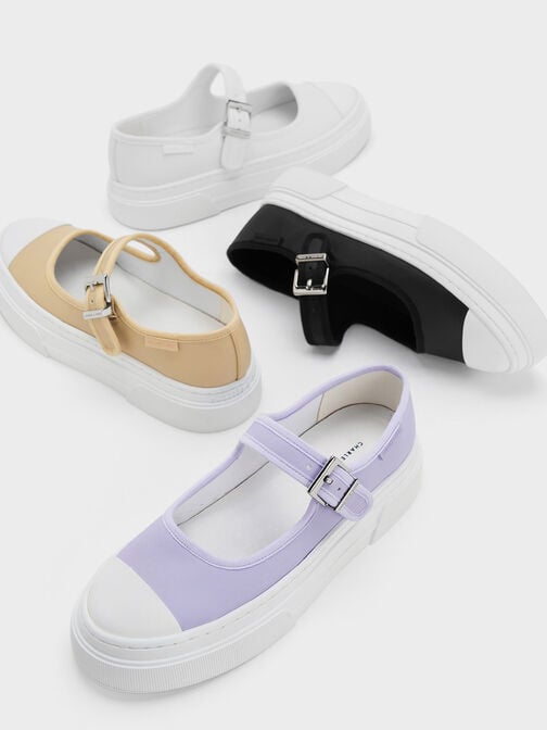 Sneakers Flatform Two-Tone Buckled, Lilac, hi-res